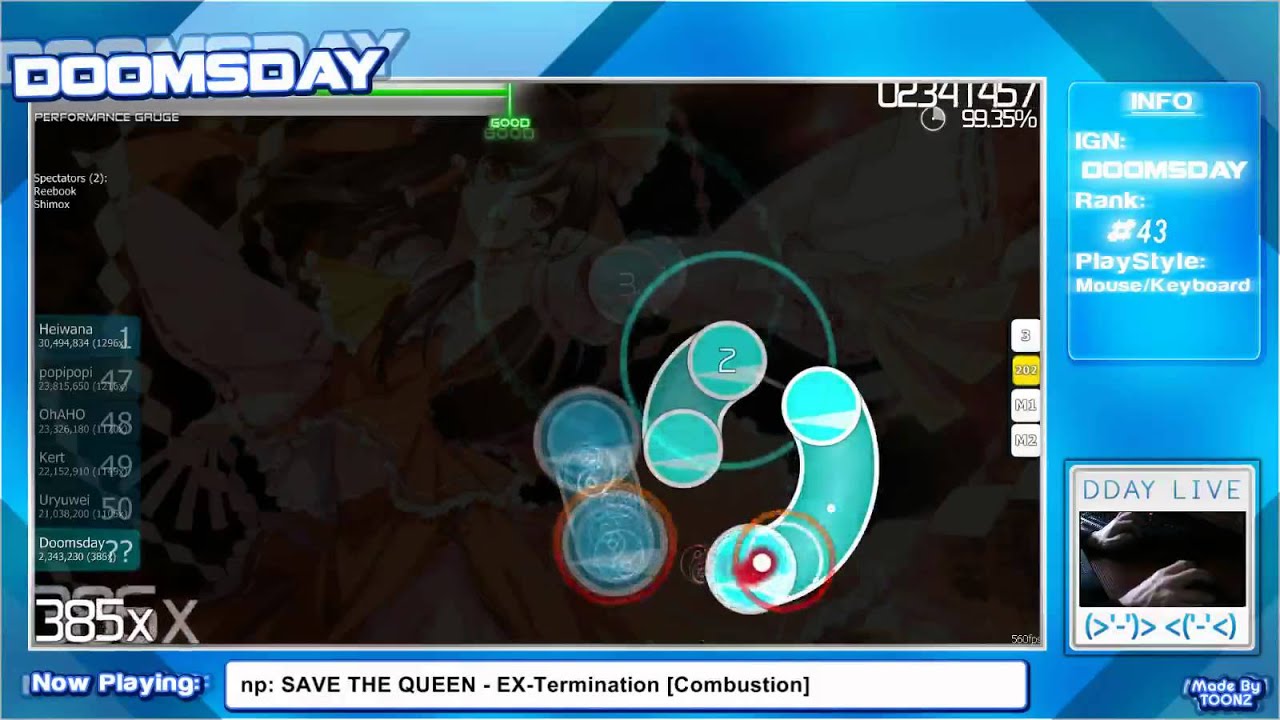 osu! - SAVE THE QUEEN - EX-Termination [Combustion] - Played by Doomsday