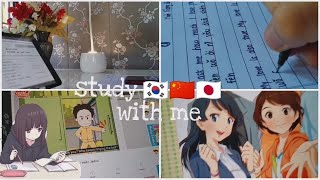study🇰🇷🇨🇳🇯🇵 with me| language learning|productive day screenshot 5