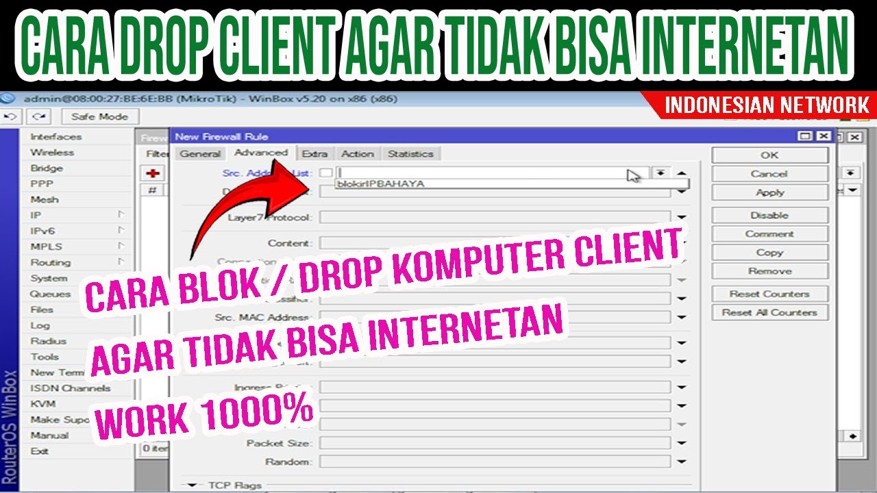 INI DIA FIREWALL CARA BLOK ATAU DROP KOMPUTER CLIENT AGAR TIDAK BISA INTERNETAN