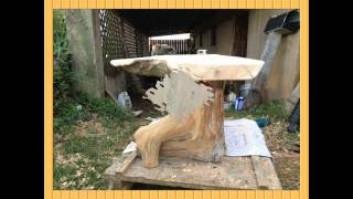 wood red cedar table hand made with chainsaw gmail (dogovasquez@gmail.com)