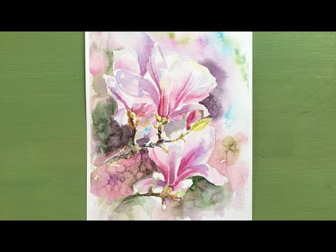 Watercolour Magnolias/Акварель Цветы Магнолии