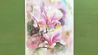 Watercolour Magnolias/Акварель Цветы Магнолии
