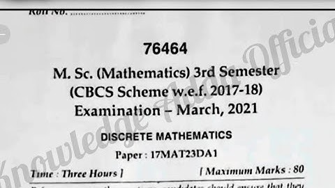 M.Sc(Mathematics) 3rd sem.(DISCRETE MATHEMATICS) 2021 Question Paper #knowledgeaddaofficial
