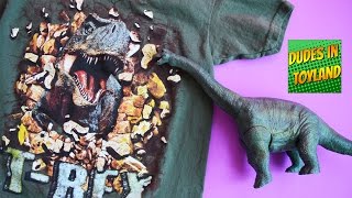 Dinosaur toys souvenirs from Walking with Dinosaurs - Brachiosaurus and T-rex shirt