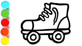 roller skates drawing painting and coloring for kids toddlers how to draw paint basics