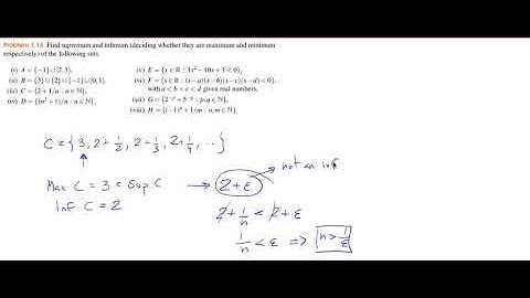 Calculus - Problem 1.13 - Supremum and Infimum