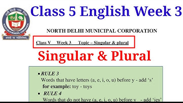 Class 5 English Week 3 (17.6.21) singular and plural @KNOWLEDGEKINGDOMsolution