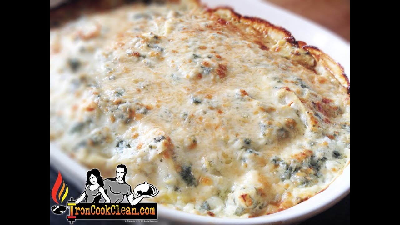How to make healthy, low calorie, low fat spinach and artichoke dip - YouTube