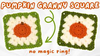 easy crochet pumpkin granny square 🎃 how to crochet a pumpkin granny square for BEGINNERS