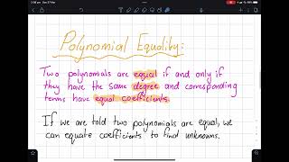 Polynomial Introduction and Equating Coefficients