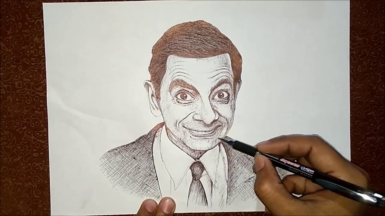  Mr Bean How to draw Mr Bean ballpoint pen sketch - YouTube