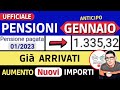 ANTICIPO ?? PENSIONI GENNAIO 2023 ? CEDOLINI GI ARRIVATI NUOVI IMPORTI AUMENTI e CONGUAGLI ??