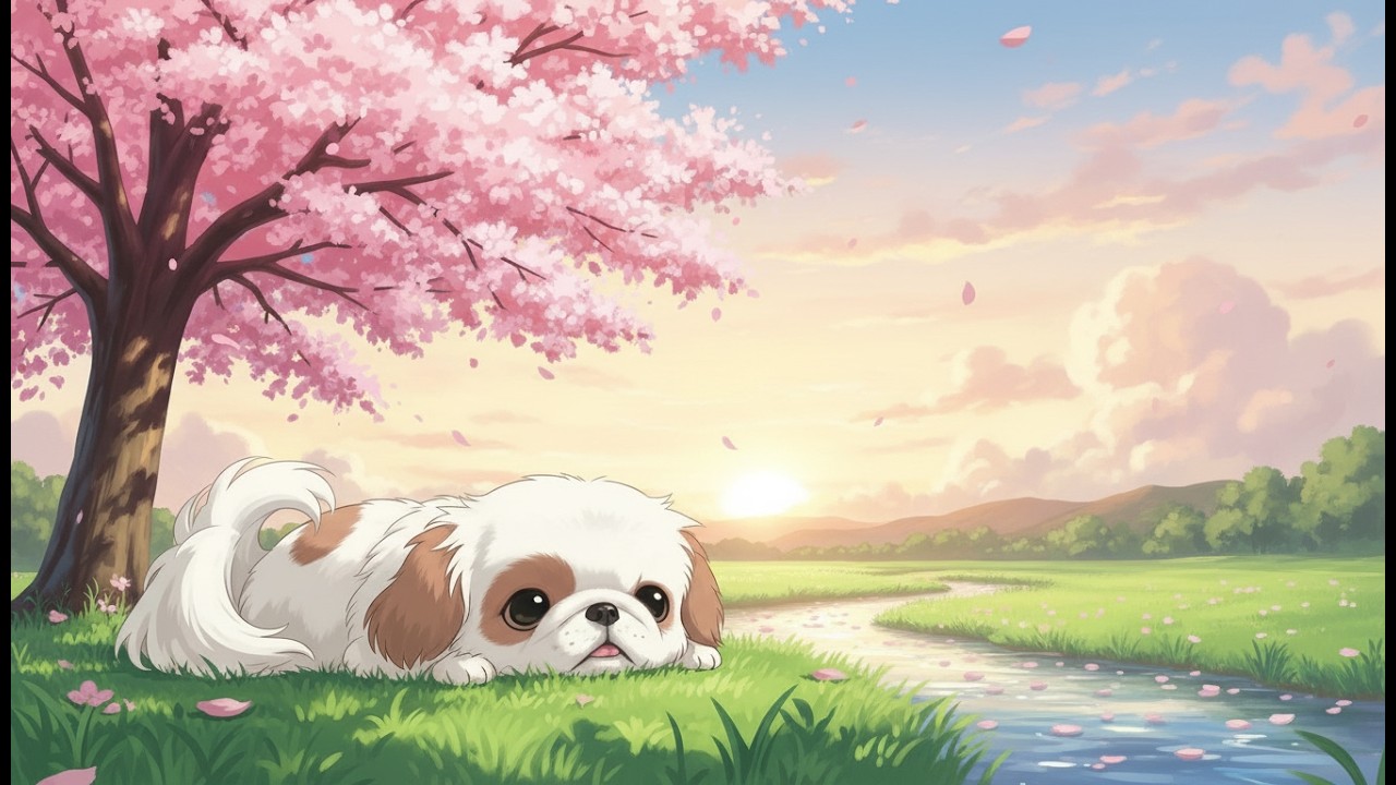 Golden Sunset Study Music 🌸 Sakura River Ambience | Deep Focus & Soft Jazz (1 Hour)