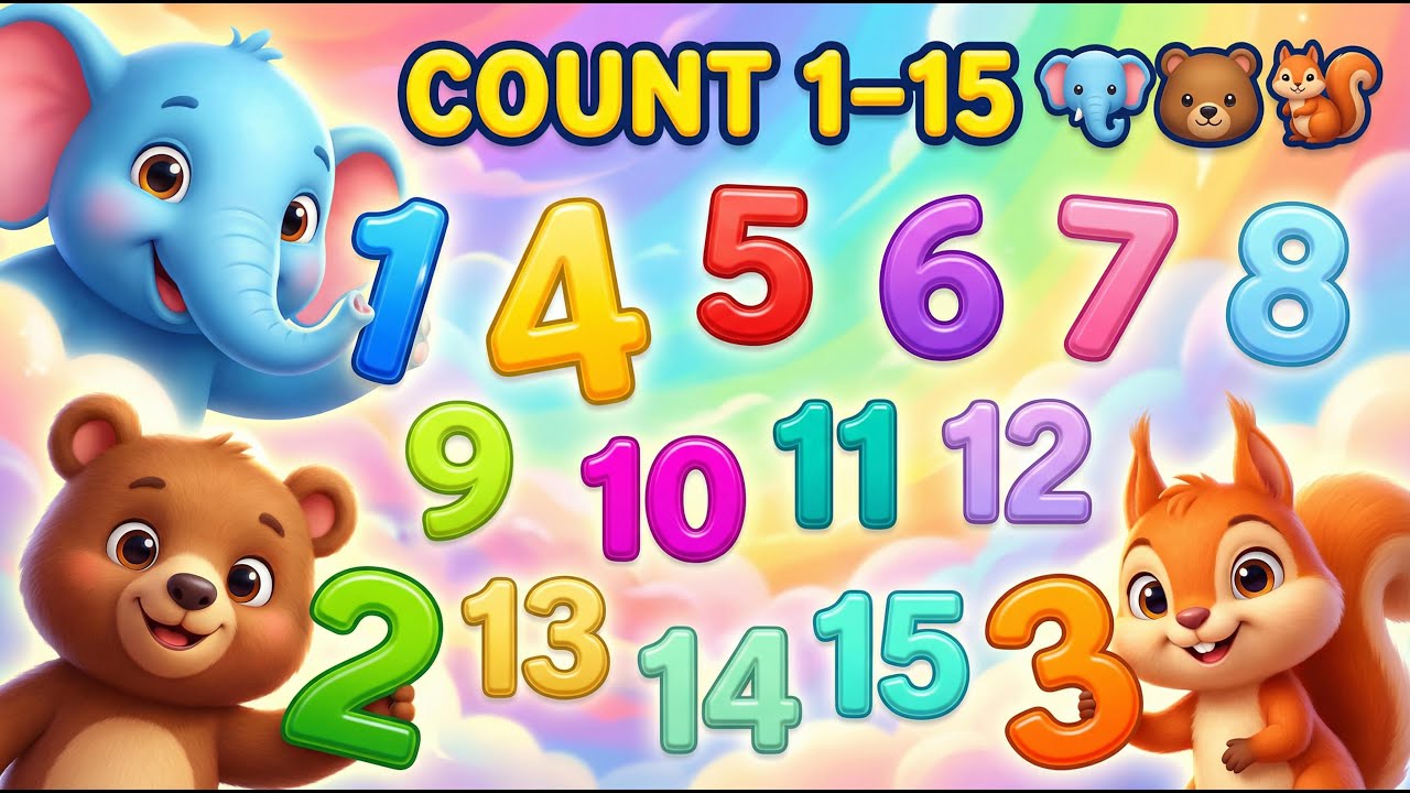 👉 Count 1 to 15 with Cute Animals 🐘🐻 Fun Kids Song! - YouTube