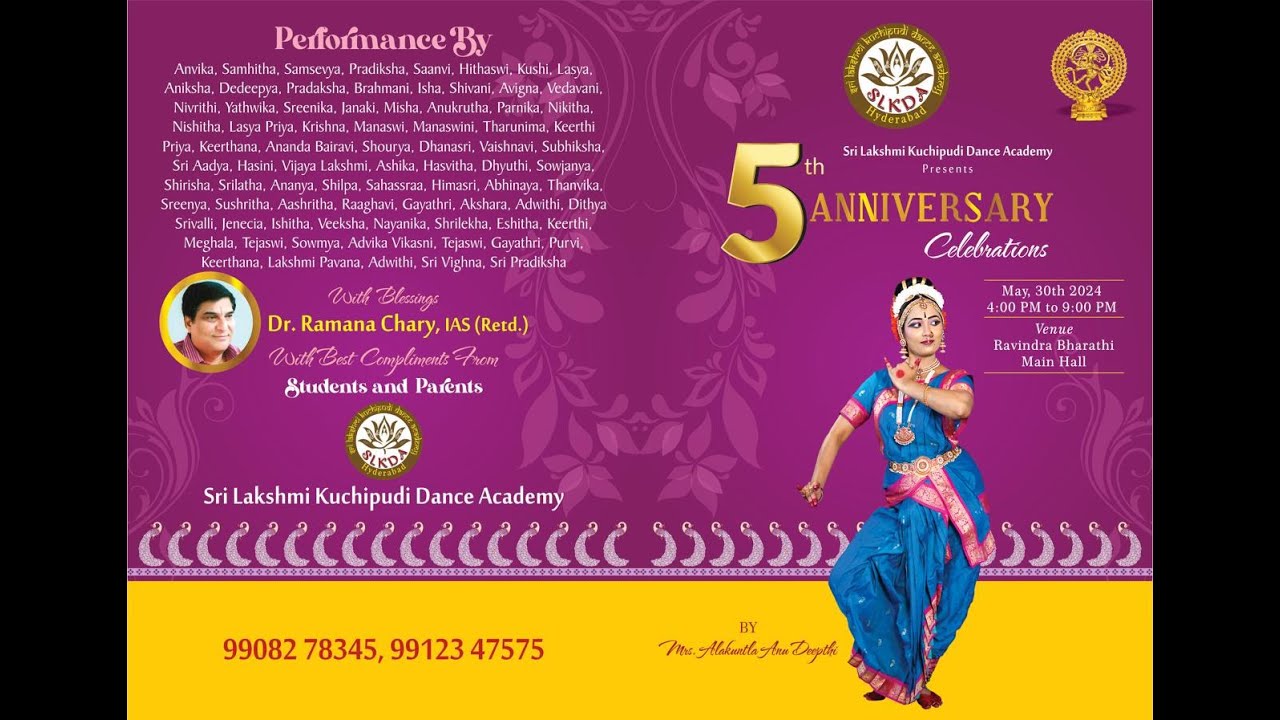 Sri Lakshmi Kuchipudi Dance Academy 5th ANNIVERSARY Celebrations