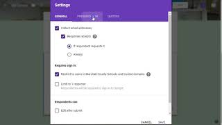 Google Forms Form Settings