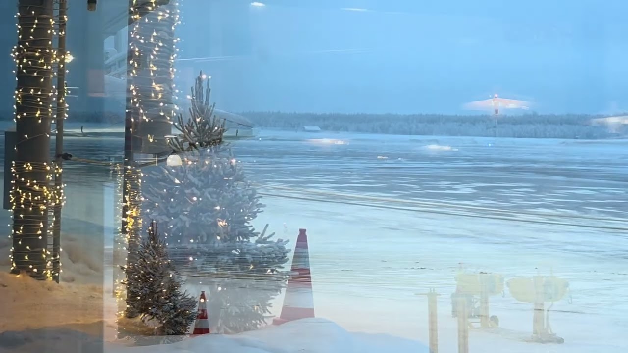 Kuusamo Airport in Blue moment in the North of Finland January 2026