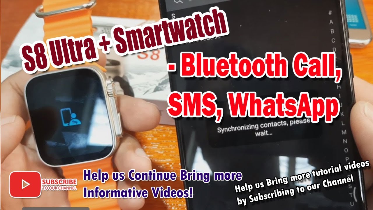 S8 Ultra + Smartwatch - Bluetooth Call, SMS, WhatsApp Notifications 