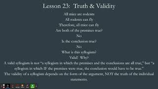 Lesson 23:  Truth & Validity