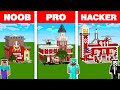 Minecraft NOOB vs PRO vs HACKER: EMERGENCY FIRE STATION BASE BUILD CHALLENGE in Minecraft Animation