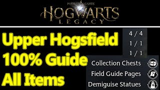 Hogwarts Legacy Upper Hogsfield 100 guide, demiguise statue, collection chests, field guide pages