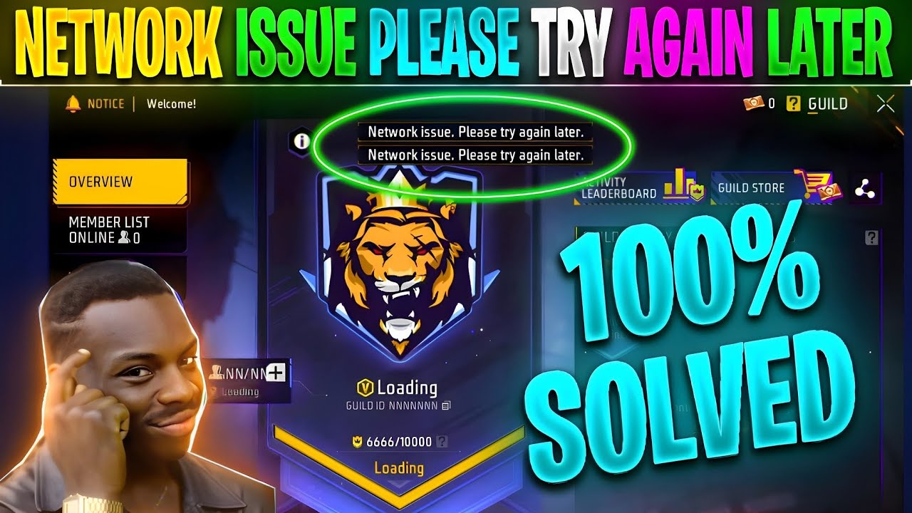 Ff Network Network Issue. Please Try Again Later Free Fire GUILD Loading Problem ...