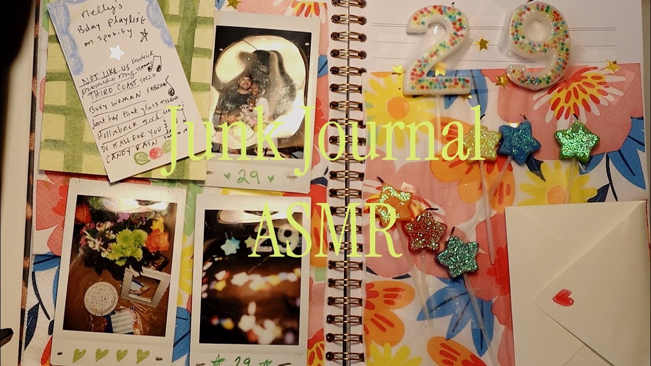 ASMR Making my first junk journal spread for my 29th birthday ⭐️ cozy crafting 