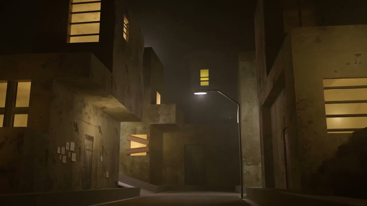 night urban city inspired by Ian Hubert