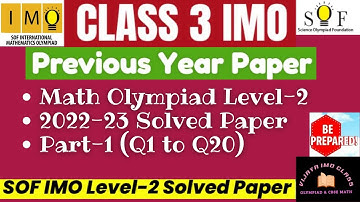 SOF IMO Level 2 EXAM PAPER SOLVED for Class 3 || YEAR 2022-23 Q1-Q20 PART 1 #imoclass3