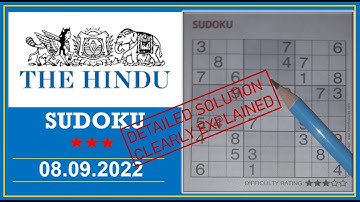 How to Solve 3 Star Hindu  Sudoku Sep 08,  2022 -  Step By Step Solution