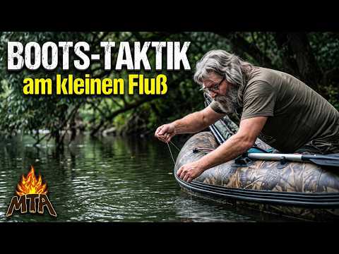 Welsangeln in Deutschland am kleinen Fluß: Auslegen mit Boot! | Boah, was 'ne Fliegenplage