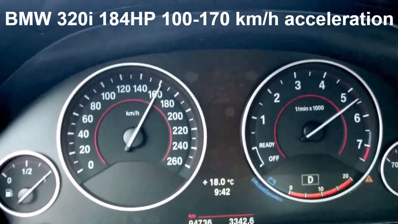 BMW 320i 184HP automatic 100-170km/h acceleration - YouTube