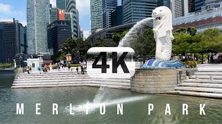 4K Merlion Park | MARINA BAY 2024 - The Official Mascot of Singapore! The Famous Merlion!