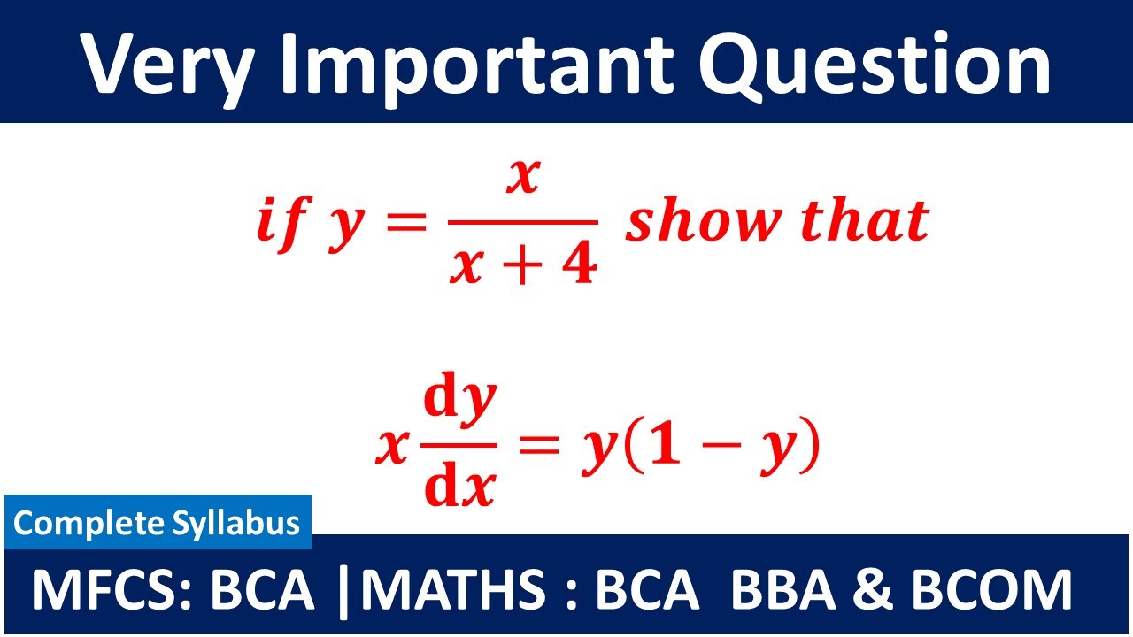 Very Important Question on Differentiation bca 1st year BBA Maths