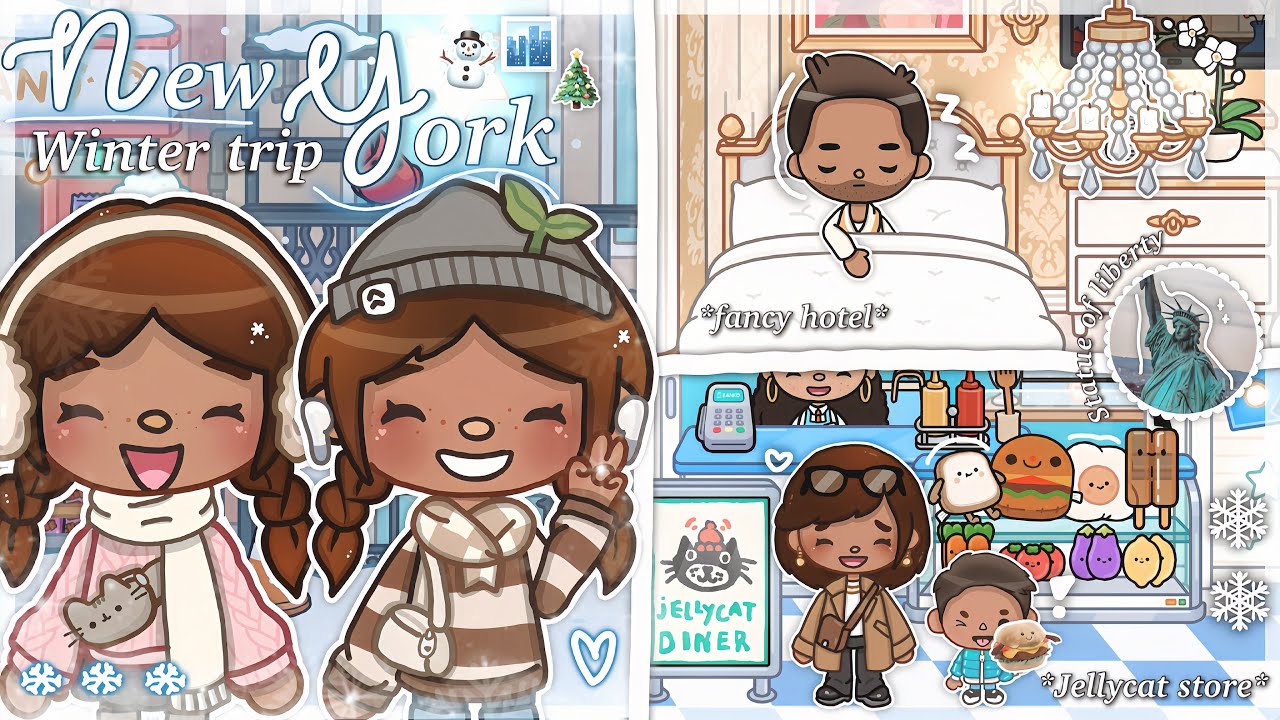 Big family winter trip to new york 🗽☃️✨ *WITH VOICE* (Jellycat store!) || Toca boca Roleplay 
