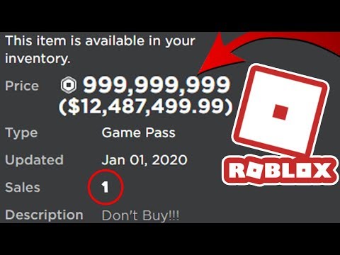 Most Expensive Gamepass In Roblox 1 000 000 Robux Youtube - how to get any roblox game pass for free get all roblox gamepasses for free on ios android glitch youtube