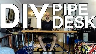 DIY - How to Make a Pipe Desk Last Summer, I decided to make my own desk. I used plumbing pipes for the legs and found a great 