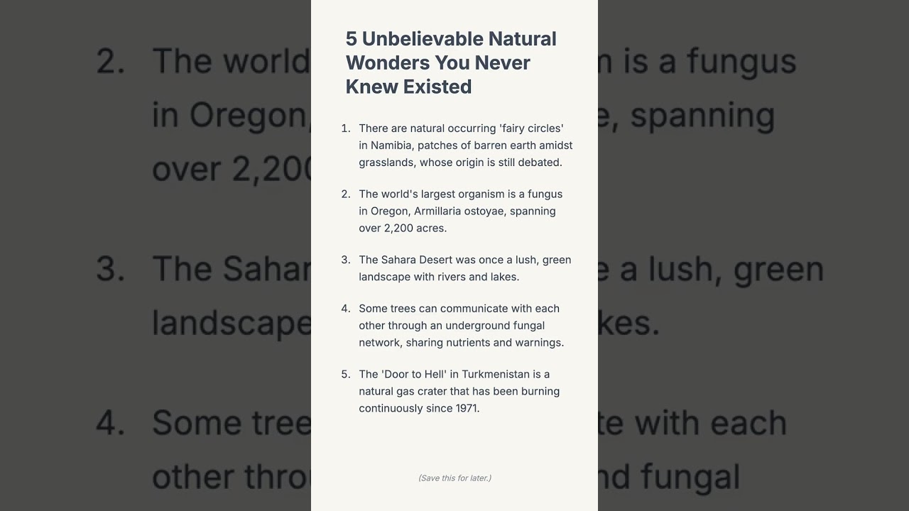 5 Unbelievable Natural Wonders You Never Knew Existed

Discover 5 trul...