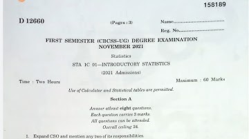 #FirstSem Complementary Stati QP 2021 #calicutuniversity #introductorystatistics