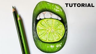 How To Draw Lime Lips | Color Pencil Tutorial