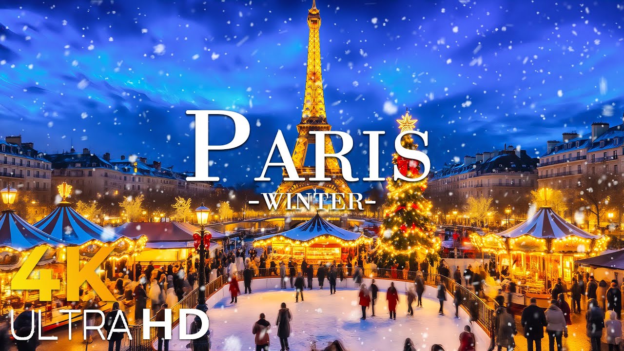Christmas Atmosphere in Paris 4K | City of Light & Holiday Magic with Top Christmas Songs (4K)🎄✨