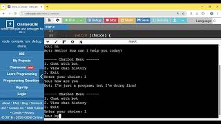 Simple Chatbot in C | Rule-Based Chatbot with Menu and Chat History | C Programming for Beginners