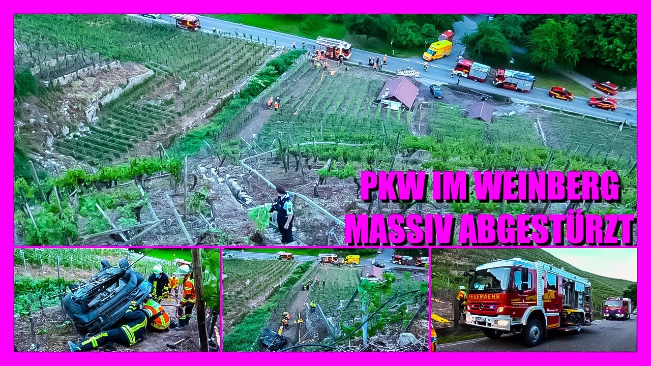🔴 Mundelsheim: PKW stürzt im Weinberg massiv mit tödlichen Ausgang ab 🔴 Schwierige Bergung + Gaffer