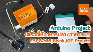 โปรเจค Arduino เครื่องให้อาหารปลา อาหารนก ควบคุมผ่านมือถือ Blynk ESP8266 IOT Project