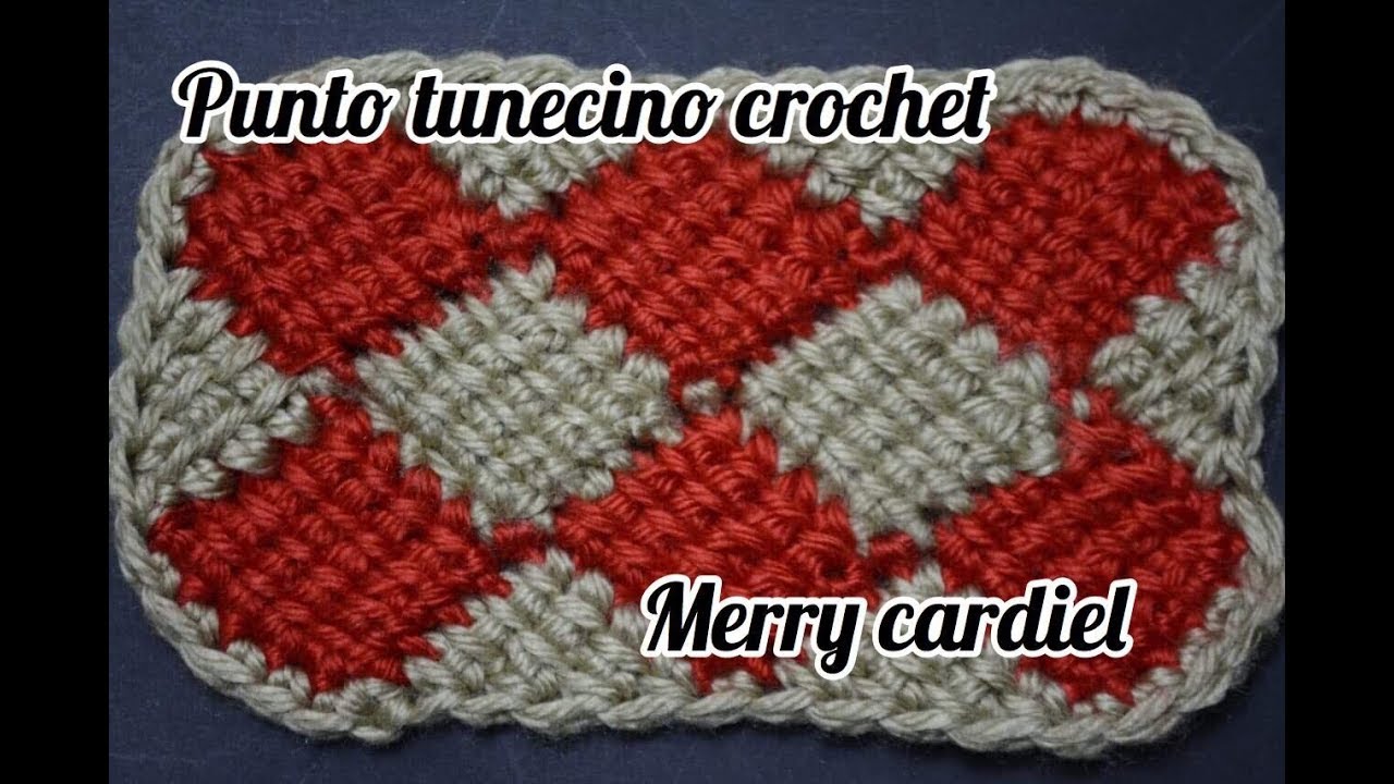 COMO TEJER TUNECINO CROCHET PUNTO ROMBOS COMBINADOS