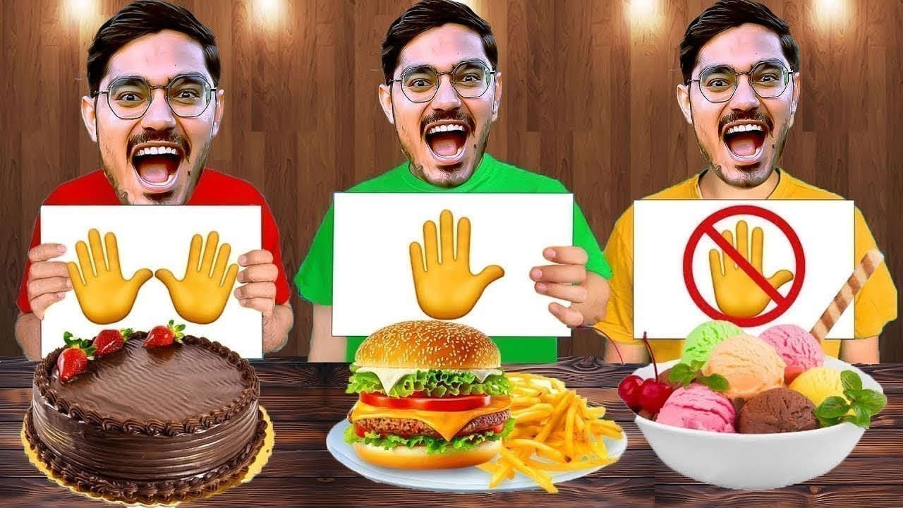 No Hands VS 1 Hand VS 4 Hands Food Challenge