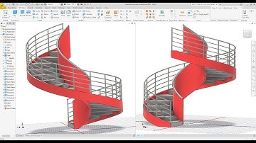 Create Spiral Staircase with Rails & Handrail in Autodesk Inventor Exercise 145