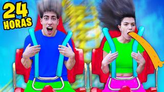 24 HOURS IN AMUSEMENT PARK!!