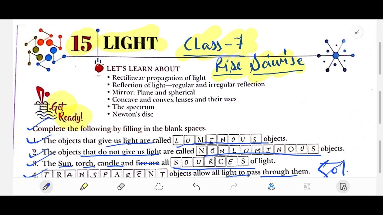 LIGHT CHAPTER 15 BOOK EXERCISE CLASS 7 RISE SCIWISE - YouTube