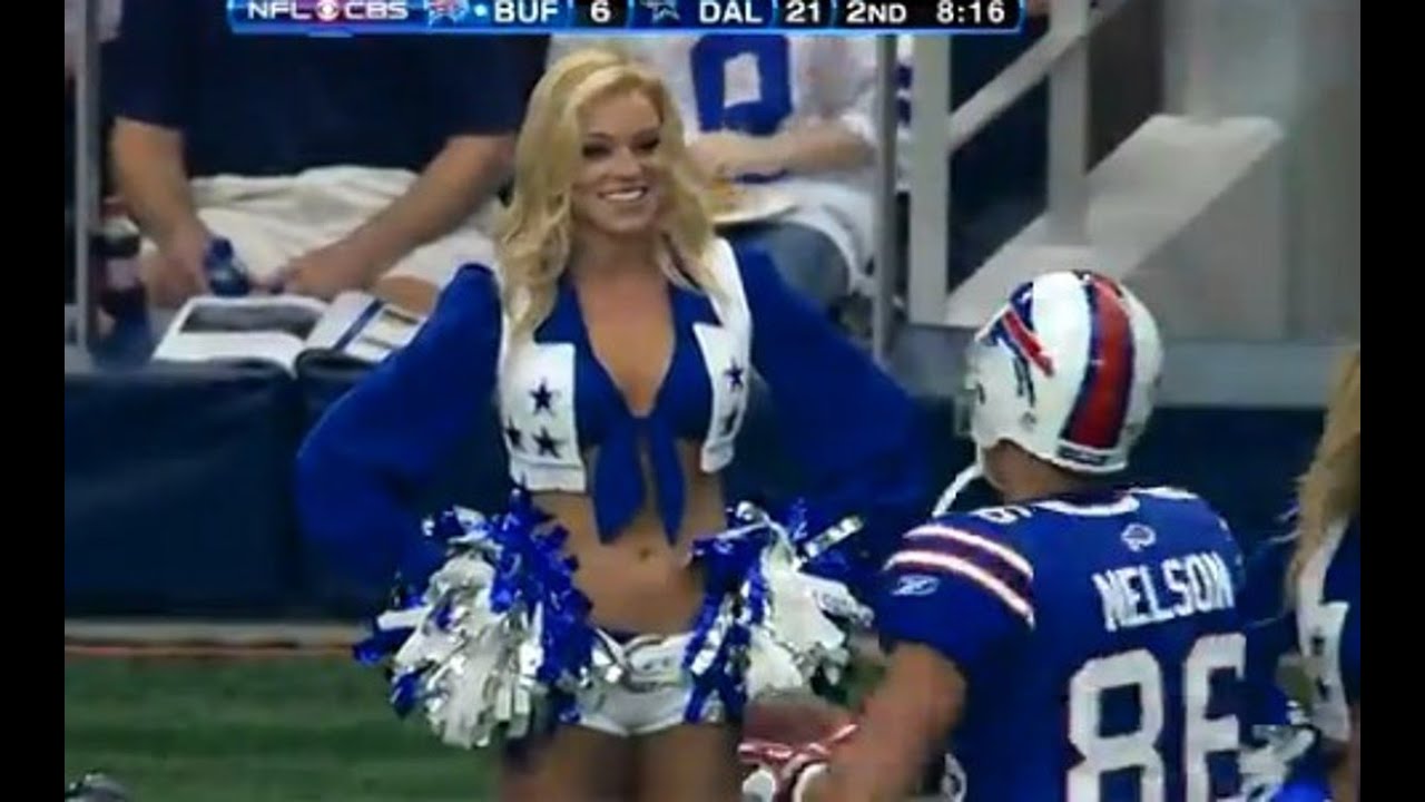 David Nelson Celebrating with Dallas Cowboys Cheerleader